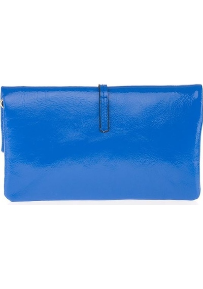 Bilik Deri Mavi Kırışık Rugan Deri Kadın Portföy & Clutch Çanta