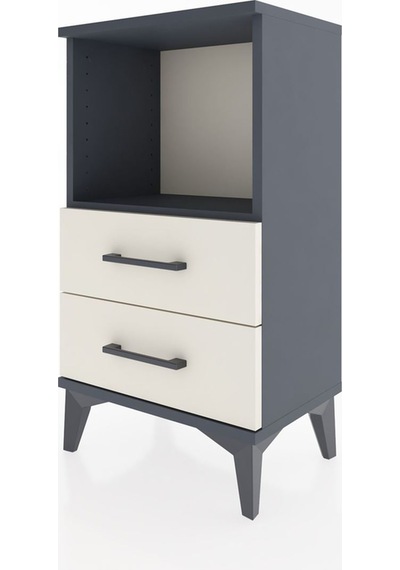 Arges Komodin Tek Raflı 2 Çekmeceli 44x30x80 Antrasit-aytaşı Antrasit