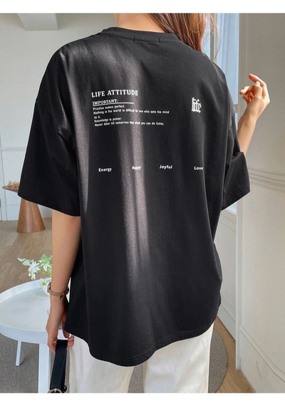 Flood Of Style Kadın Siyah Life Attıtucle Baskılı Oversize Bisiklet Yaka Tshirt Flood Of Style Kadın Siyah Life Attıtucle Baskılı Oversize Bisiklet Yaka Tshirt