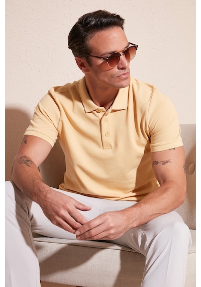 Buratti Pamuklu Regular Fit Düğmeli Erkek Polo Yaka T Shirt 5902127 Sari