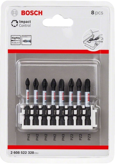 Bosch Impact Control Serisi Vidalama Ucu 8'Li Ph1 Ph3 50Mm - 2608522328