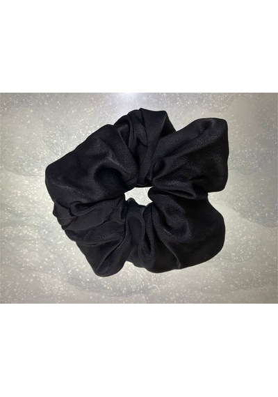 Mois Atelier Siyah Saten Kumaş Lastikli Kadın Simit Saç Tokası Bayramlık Siyah