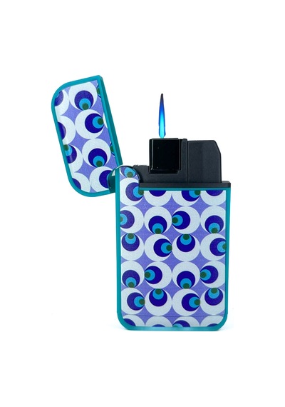 Zengaz Cool Tasarım Jet Alev Çakmak - Evil Eye Bead Turkuaz