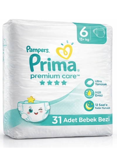 Prima Premium Care Bebek Bezi Beden:6 13 Kg + 31 Adet XL