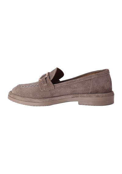 Hobby Ayakkabı Hobby Kadın Süet Tokalı Loafer Babet Ayakkabı Vizon