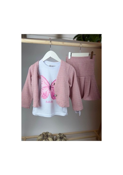 Poala Kids Dokuma 3'lü Takım Pembe