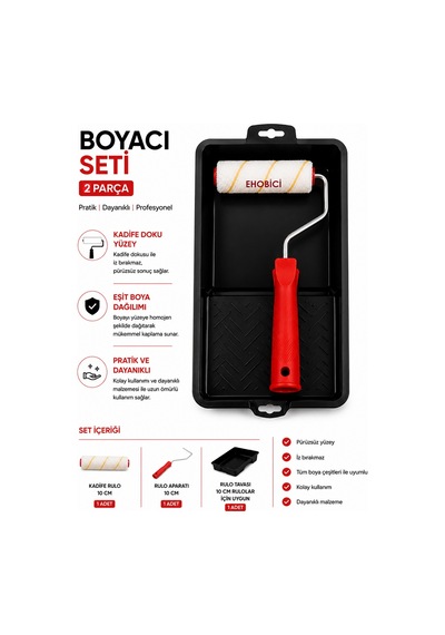 Ehobici 2 Parça Boyacı Seti Saten Rulo Parmak Rulo