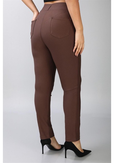 Petunya Butik Yüksek Bel Toparlayıcı Kadın Pantolon Kahve