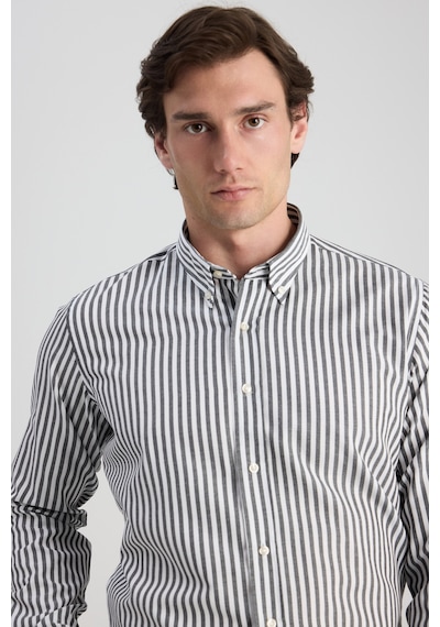 D'S Damat Ds Damat Slim Fit Siyah Çizgili Gömlek 0hc02ort11265 Çok Renkli