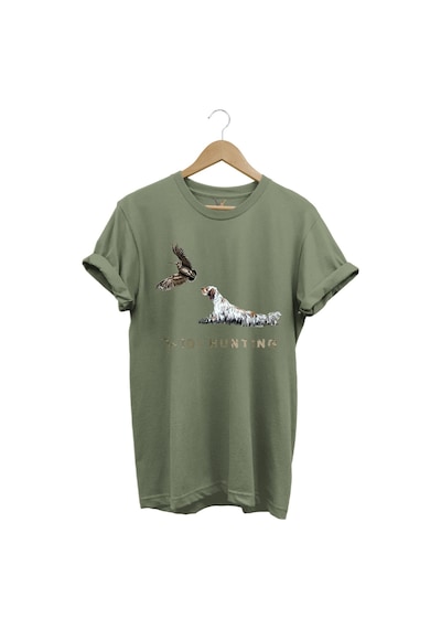 Avcılık Widi Hunting Fermalı English Setter Çulluk Baskılı %100 Pamuk Regular Fit Haki T-shirt Haki