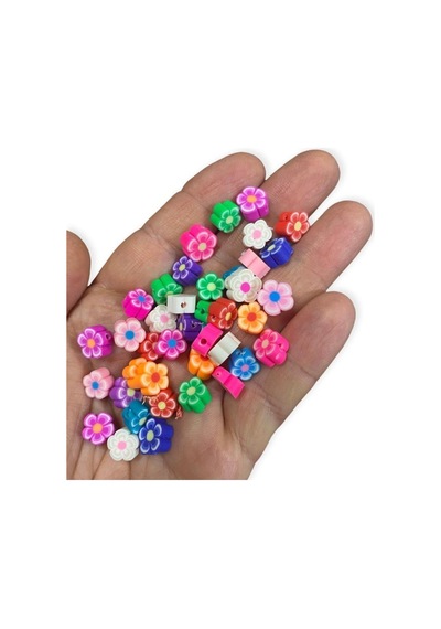 25 Adet 10mm Polimer Kil Fimo Karışık Renkli Papatya Boncuk,takı Yapımı