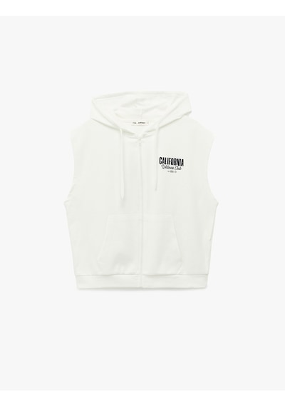 Koton Arkası Baskılı Fermuarlı Cep Detaylı Kapüşonlu Kolsuz Sweatshirt Ekru 6sal30039ık Ekru Koton Arkası Baskılı Fermuarlı Cep Detaylı Kapüşonlu Kolsuz Sweatshirt Ekru 6sal30039ık Ekru