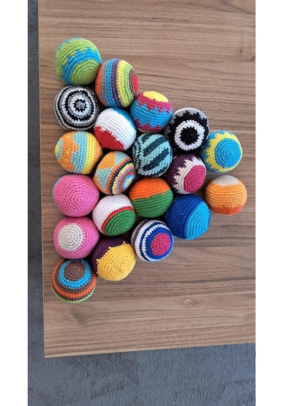 El Yapımı%100 Pamuk Hacky Sack - Ayak Topu - Gerginlik Giderici Eğlence Topu - Dayanıklı Ve Hafif Çok Renkli