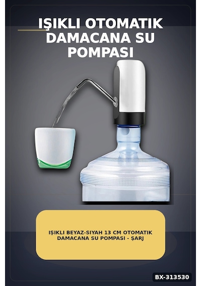 Şarjlı 304 Paslanmaz Çelik Damacana Su Pompası - Usb Şarjlı Otomatik Sebil, Mutfak İçin Bx-313530 Renkli