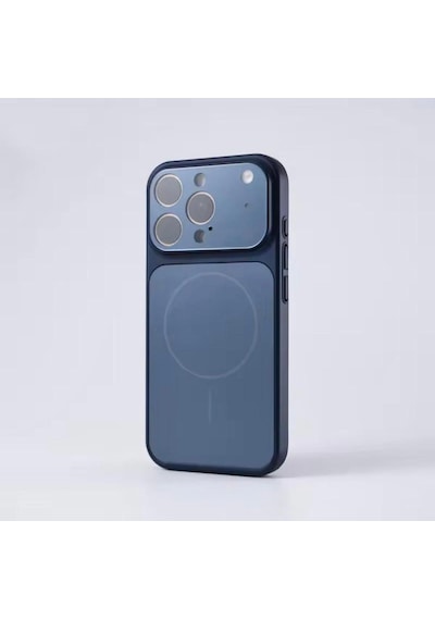 Apple Uyumlu iPhone 14 Pro Max Magsafe Kılıf 17 Pro Max Kamera Görünümlü Lens Korumalı Kapak Lacivert