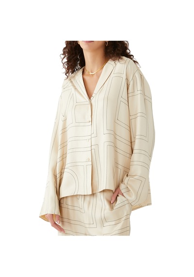 Toteme Saten Monogram Pijama Üstü Beyaz