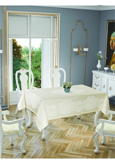 Pano Lace Pamuklu Masa Örtüsü 8 Kişilik 150x220 Cm Masa Örtüsü Kr