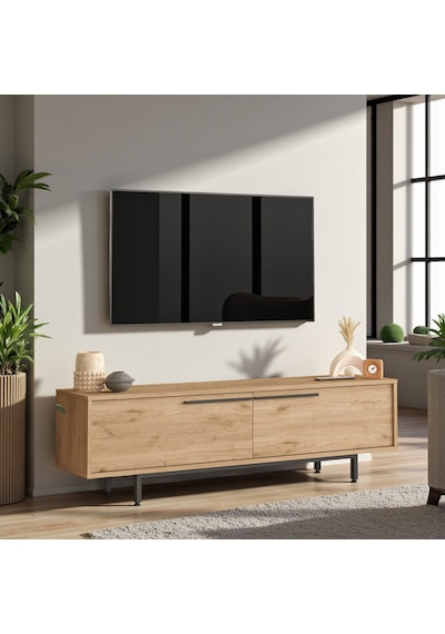 Robin Home Lidya Tv Ünitesi Sehpası Metal Ayaklı 160cm Sepet Kahverengi