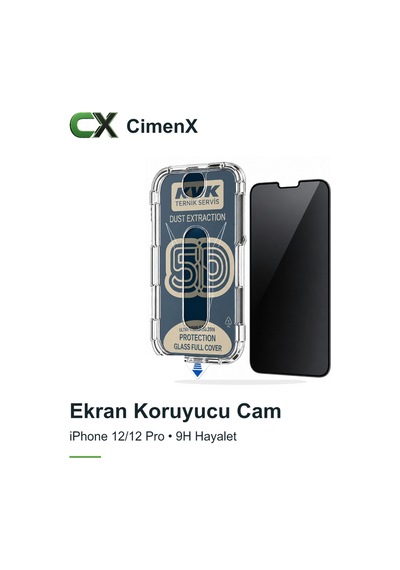 Apple iPhone Uyumlu 12/12 Pro - 9h Hayalet Full Cover Montaj Aparatlı Ekran Koruyucu Cam