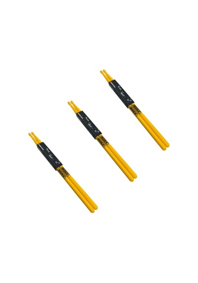 Midex Gfk-801yl-3x 5a Bateri Baget Kırılmaz Polyemid Sarı Renk Davul Bageti 5a Drumsticks 6 Adet 3 Çift