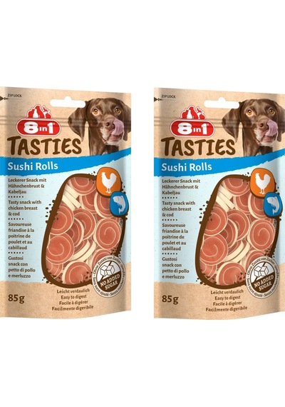 8in1 Tasties Sushi Rolls Tavuk Ve Balıklı Köpek Ödülü 85 Gr. X 2 Adet