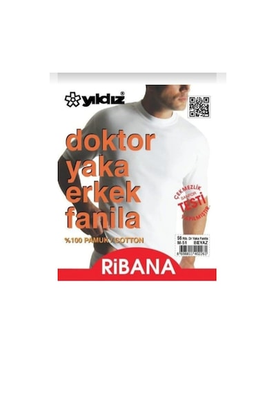 Yıldız 56 Erkek Ribana Kısa Kol Doktor Yaka Atlet Fanila Tekli 001