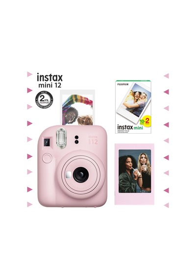 Fujifilm Instax Mini 12 Fotoğraf Makinesi + Çerçeve + 20'li Mini Film Seti Pembe