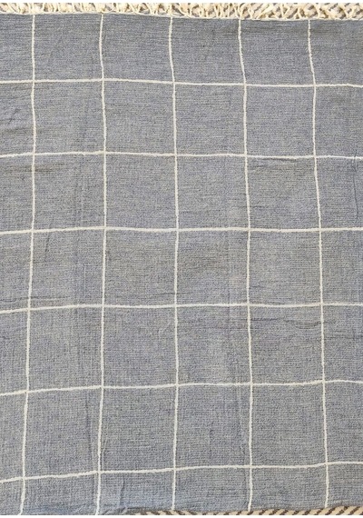 Çizgili Çift Kişilik Organik Müslin Pike 185x220cm Oeko-tex Standard 100 Sertifikalı İndigo200 Diğer