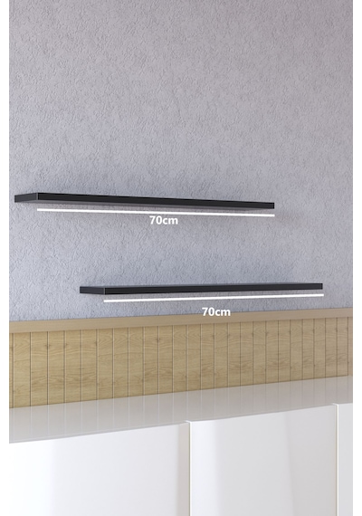 Yankı-BYEG 2li 70 cm Mat Siyah Mdf Duvar Rafı Gizli Bağlantı Kitaplık