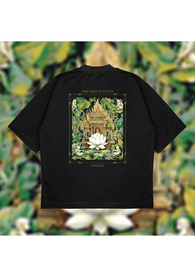 Startmore The White Lotus Oversize Unisex Pamuklu Nefes Alan Kalın Kumaşlı Siyah