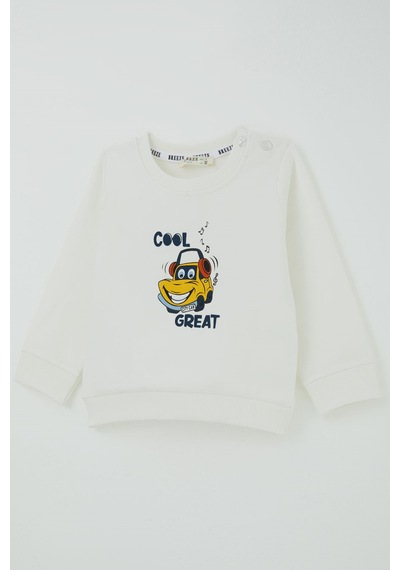 Breeze Erkek Bebek Eşofman Takımı Havalı Şehir Arabası Sırt Baskı Detaylı 6 Ay - 2 Yaş , Ekru