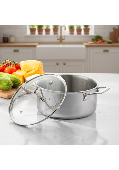 Emsan Pro Tri Ply Derin Tencere Çelik 20 Cm Gümüş