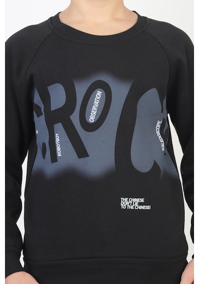 Baskılı Erkek Çocuk Sweatshirt-90879 Siyah