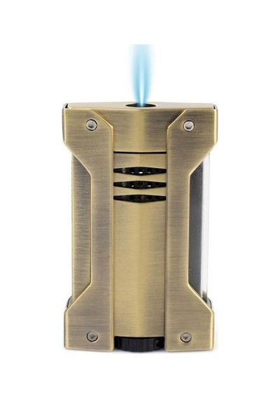 Conquistador 1li Torch Fırçalanmış Altın Metal Puro Çakmağı 8003ct