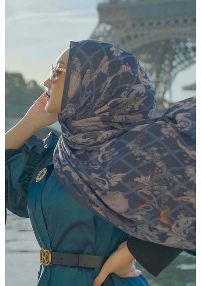 Buttonscarves Autograph Piliseli Şal - Bleu Mavi