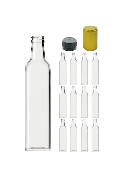 Afracam Maraska Şeffaf 500 ML Cam Şişe Kapak Kapüşon 12 Adet