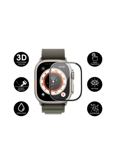 Aparatlı Apple Watch Ultra 49 Mm Cam Ekran Koruyucu Otomatik Kolay Uygulama Aparatlı Hizalamalı Tam Kaplayan 49mm Ekran Koruyucu Apple Watch Ultra 2
