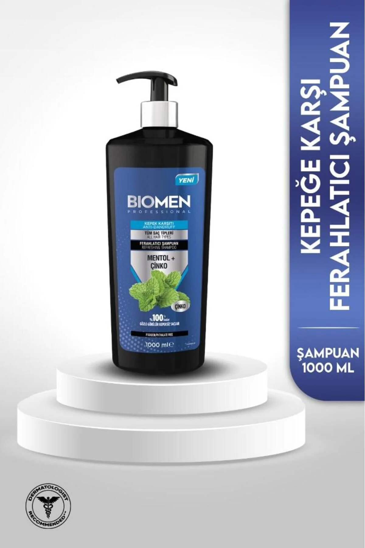 Şampuan 1000ml Kepek Karşıtı Mentollü Tüm Saç Tipleri