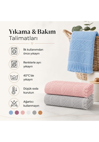 Sogud Valmia 6'lı Mutfak Havlusu Seti -%100 Pamuk Püsküllü Geomet Çok Renkli