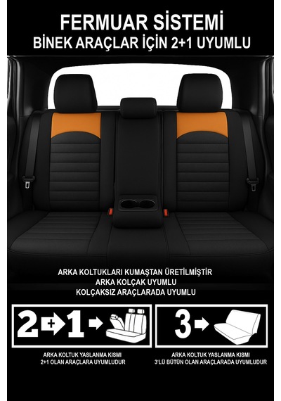 Thor Tay Tüyü Üniversal Oto Koltuk Kılıfı - 5 Koltuk Tam Set Taba
