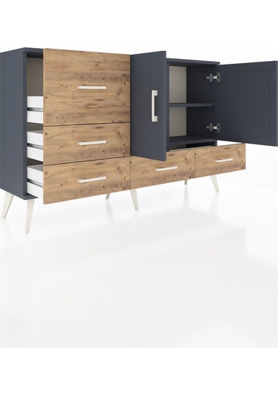 Arges Konsol 4 Raflı 5 Çekmeceli 2 Kapaklı 132x30x83 Antrasit-antrasit/çam Antrasit/çam Arges Konsol 4 Raflı 5 Çekmeceli 2 Kapaklı 132x30x83 Antrasit-antrasit/çam Antrasit/çam