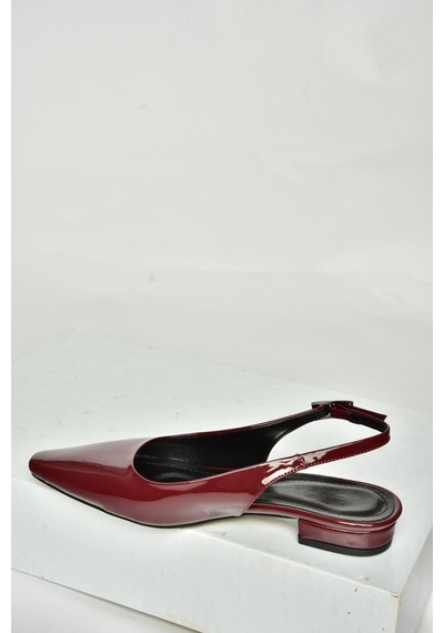 Fox Shoes U404602208 Bordo Rugan Alçak Topuklu Kadın Ayakkabı Bordo