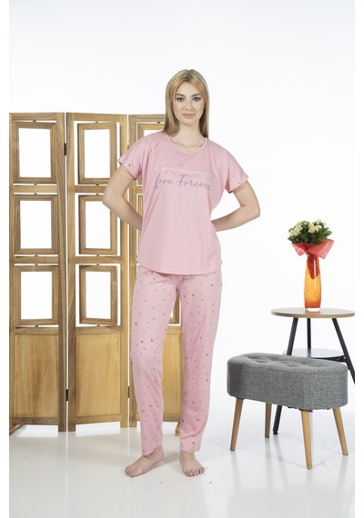 Estiva 24109 Kadın Kalp Desenli Kısa Kollu Yazlık Viskon Pijama Takımı 001 Estiva 24109 Kadın Kalp Desenli Kısa Kollu Yazlık Viskon Pijama Takımı 001
