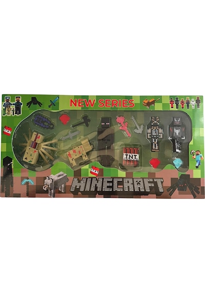 Minecraft Hayalet Örümcek Tnt Köpek Oyuncak Blok Seti Yeni Seri 14'parça 8-12 Cm