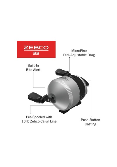 Zebco 33 Spincast Olta Makarası, Değiştirilebilir Sağ Veya Sol Elle Çekme, Yerleşik Isırma Uyarısı, Tamamen Met