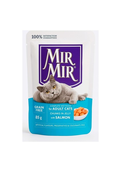 Mırmır Somonlu Jöle İçinde Parça Etli Yetişkin Kedi Maması 85 Gr Pouch