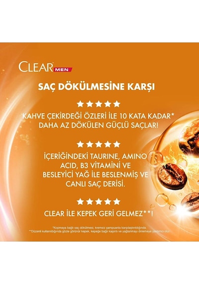 Men Kepeğe Karşı Etkili Şampuan Saç Dökülmesine Karşı Kahve Çekirdeği Özü 350 Ml X3