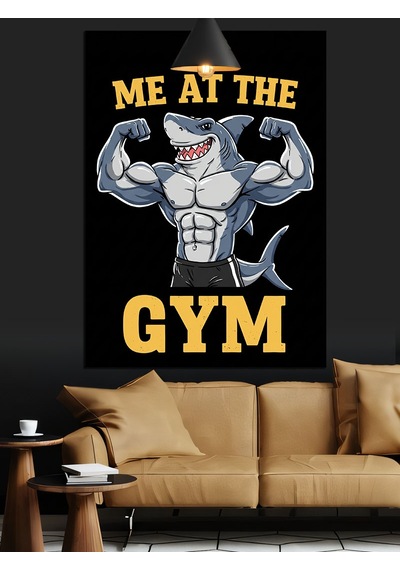 Siyah Beyaz Yazılı Spor Salonu Posteri "me At The Gym" Dekoratif Kanvas - Mdf Ahşap Tablo