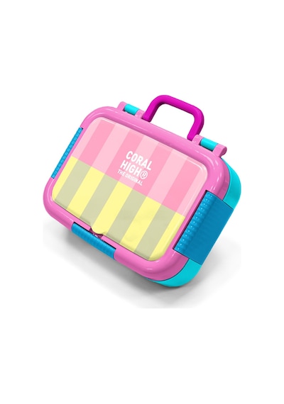 Coral High Kids Pembe Sarı Çizgi Desenli Paslanmaz Çelik Beslenme Kabı 39123 Sarı