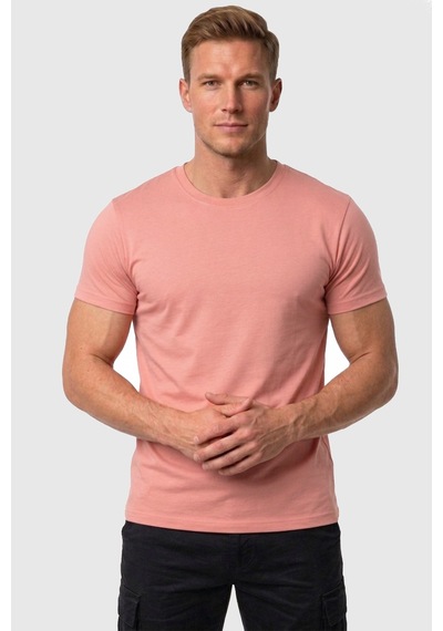 Rizzup Erkek Gülkurusu Slim Fit %90 Pamuk Likralı Yumuşak Dokulu Basic Tişört 1801131